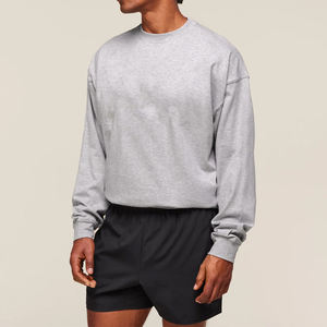 Directo de fábrica hecho hombres 100% algodón francés Terry suéter de gran tamaño Reglan manga Sudadera con capucha cuello redondo Top sudadera Unisex - Product Image 5