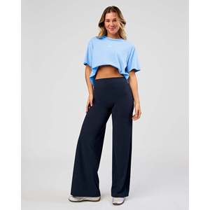 Pantalon crayon décontracté taille haute pour femme Elixir - Respirant, effet froissé, taille élastique, bleu marine nuit, taille XL - Product Image 2