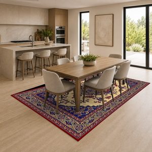 <b>RUGS</b> DEPOT LXDP-0388 Wholesale Red <b>Burgundy</b> Modern Vintage Digital Printed Machine Washable Chenille Area <b>Rug</b> Non Slip - Product Image 4
