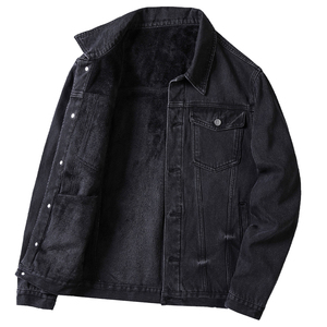 Veste d'hiver unisexe chaude en coton 100% respirant, style denim, décontractée, épaisse, à manches longues, boutonnée, pour temps froid - Product Image 2