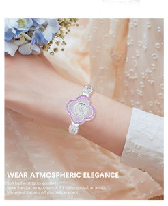 Reloj de Pulsera de Lujo para Mujer, Plata S925, Movimiento de Cuarzo Suizo, Cristal Rosa, Zirconia 5A, Baño de Rodio, Diseño de Trébol, OEM - Product Image 4