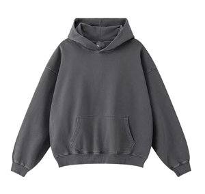 Sudadera con capucha extragrande de algodón grueso, estilo streetwear, suave, lisa, para jogging, de fabricante de ropa holgada. - Product Image 5