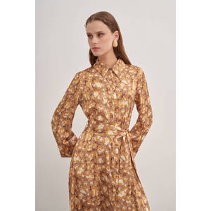 Vestido Camisero Vintage con Estampado y Diseño Calado, con Borlas, Largo hasta la Rodilla, Estilo Casual para Mujer - Product Image 3