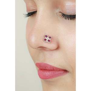 Piercing de Plata 925 Vintage con Pétalo de Rubí Nazakat para Ombligo, Joyería Corporal de Plata 14K con Aleación de Diamantes, Regalo para Niños - Product Image 1