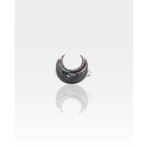 18K Gold Plated Rhodium Silver Half Moon <b>Opening</b> <b>Ring</b>-Trendy Eternity Casual Jewelry - Product Image 4