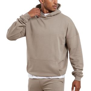 เสื้อฮู้ดดี้ผ้าฟลีซคอตตอนหนานุ่มทรงโอเวอร์ไซส์ ไหล่ตก ทรงหลวม สไตล์ลำลอง สำหรับผู้ชาย - Product Image 1