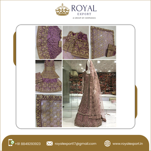 Lehenga-Red de mariposa con purpurina pesada, Colección nupcial, bordado, Zari, de Royal Export - Product Image 6