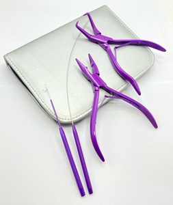 Kit d'outils d'extension de cheveux en acier inoxydable avec pince pour enlever les microbilles avec logo personnalisé bleu bébé vente en gros - Product Image 6