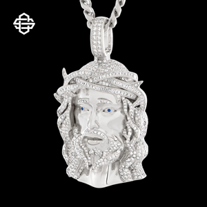 Collier pendentif Jésus en or rose de luxe pour hommes chaîne à maillons cubains glacés bijoux religieux Hip Hop - Product Image 3
