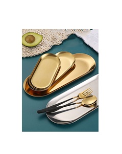 Plateau de service en acier inoxydable de qualité supérieure, idéal pour la vaisselle de centre de table décorative lors de rassemblements de fêtes ou d'événements formels - Product Image 2