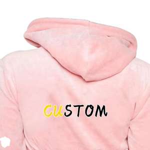 Conjunto personalizado de otoño con capucha para mujer, Chaqueta corta con bolsillo y cremallera, conjuntos de jogging de terciopelo, chándales de terciopelo para mujer - Product Image 3