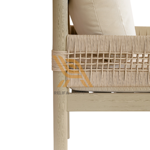 Fauteuil de salon en rotin avec coussins doux assortis et structure en bois de teck pour la décoration de la maison - Product Image 3