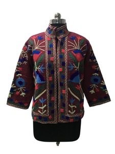 Handmade Multicolor Suzani Embroidered Cotton <b>Jacket</b> for Women Boho Chic Floral Design Breathable Artisan Crafted Traditional - Product Image 3