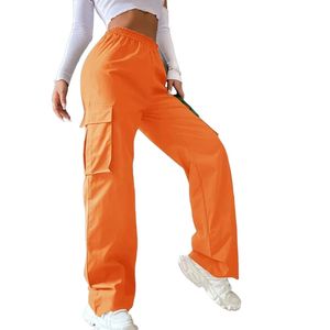 Vintage Solid Pattern <b>Cargo</b> <b>Pants</b> for <b>Women</b> 100% Cotton High Waist <b>Straight</b> Wide <b>Leg</b> Loose Fit Casual Trousers Female Streetwear - Product Image 5