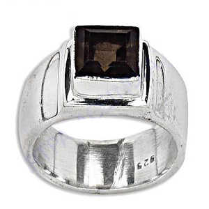 Men's Handmade <b>Boho</b> Statement <b>Ring</b> 925 <b>Silver</b> with Smoky Quartz Square Topaz Stone Cut Princess Cut Platinum Jewelry for Lovers - Product Image 1