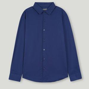 เสื้อเชิ้ตผ้าคอตตอน100% ลายดอกไม้ลำลองสำหรับผู้ชายใส่ฤดูร้อนระบายอากาศได้ป้องกันการหดตัวปรับแต่งสีกรมท่า - Product Image 1