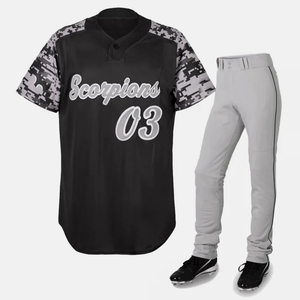 Uniformes de béisbol y sóftbol personalizados para hombres, camiseta de talla grande para adultos, conjuntos transpirables con botones, tecnología de sublimación en blanco personalizada - Product Image 4
