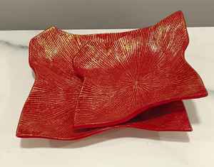 Nouveauté : Plateau en aluminium à motif de feuilles avec finition dorée, plateau décoratif en aluminium, bol de service pour desserts en métal - Product Image 2