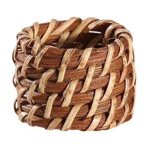 Derniers anneaux de serviette en rotin de forme ronde de qualité supérieure pour les fêtes de mariage et les décorations de table de restaurant - Product Image 5