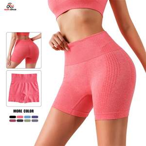 Trois quarts Fitness Yoga Shorts haute mat Nylon trois sections taille froncé hanche-levage sans couture solide soutien-gorge ensemble respirant - Product Image 1