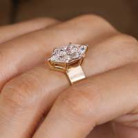 Bague solitaire en diamant marquise néerlandaise de 4 carats avec sertissage à six griffes, clarté VS1, certifiée IGI, pour fiançailles féminines