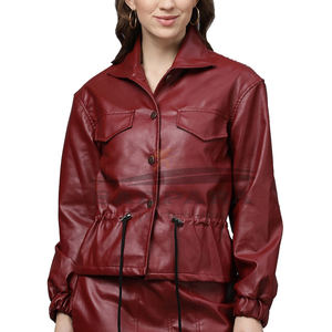 Vestes pour femmes à la mode avec logo personnalisé vêtements d'extérieur remplis de coton en cuir de peau de mouton de grande taille pour le style de rue d'hiver - Product Image 1