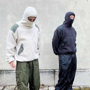 Vente en gros Sweatshirt à capuche Sherpa Ninja avec poches personnalisées hiver épais chaud solide imprimé en 3D taille XS polaire lourde de couleur bleue - Product Image 3