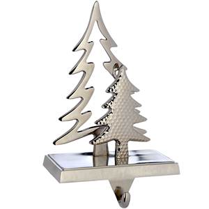 X Mas Tree Design Metal Stocking Holder Chapado en plata para vacaciones Pascua Navidad Gifted Stocking Holder hecho a mano - Product Image 1