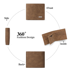 Portefeuille pour homme en cuir PU vintage marron, design ouvert court, grande capacité, porte-cartes multiples pour adultes, usage quotidien, hommes Bense - Product Image 2