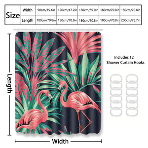 Custom Printed Waterproof Shower Shower <b>Curtain</b> for Bathroom Waterproof Polyester with <b>Hooks</b> - Product Image 4