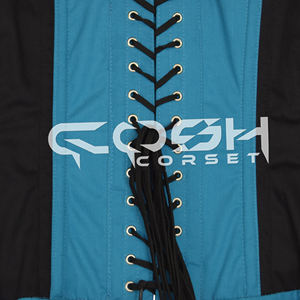 Ropa de moda y fitness: Corsé de algodón bicolor verde azulado y negro, estilo underbust. - Product Image 5