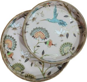 Ensemble moderne de 2 plateaux de service en bois MDF émaillé, cuisine, salle à manger, décoration en résine faite à la main, 9*9 7*7 - Product Image 1