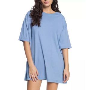 Diseño de logotipo personalizado Sólido Ropa de verano de alta calidad 100% Algodón Camisetas de manga corta transpirables de gran tamaño para mujer - Product Image 5