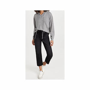 เสื้อฮู้ดครอปผู้หญิงสีตามสั่ง ผลิตจากโรงงาน คุณภาพสูง บริการ OEM สไตล์ลำลองสำหรับฤดูใบไม้ผลิ  โลโก้ด้านหน้าแบบถัก เป็นมิตรต่อสิ่งแวดล้อม - Product Image 5