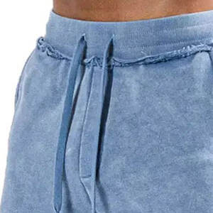 Pantalones cortos de lavado ácido de alto rendimiento para hombres Pantalones cortos de cintura con cordón de peso pesado de último diseño para hombres - Product Image 4