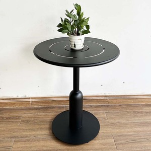 Minimally Designed <b>Outdoor</b> Cafe <b>Table</b> Durable Square Wood Top with Iron Legs CFD68144 for Courtyard Use - Product Image 2