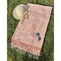 Serviette de plage turque Peshtemal Silkeca rayée 100% coton 100x180cm 430gsm double face en peluche séchage rapide personnalisable pour la maison