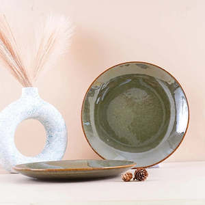 Juego de Platos de Cena Estilo Wabi-Sabi Verde Rústico, Vajilla Personalizable con Diseño de Frutas, para Restaurantes y Eventos - 10.5 Pulgadas - Product Image 5