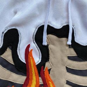 Sweat à capuche zippé pour homme en coton mélangé, délavé à l'acide, effet vieilli, brodé, en polaire, séchage rapide, respirant, décontracté - Product Image 3