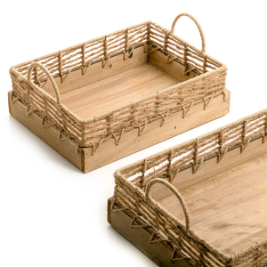 Plateaux de service ronds en rotin de tailles polyvalentes avec un design de qualité supérieure, parfaits pour les restaurants à domicile et les hôtels - Product Image 5