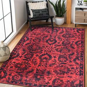 Netline Home Georgian Octagons Deep Red Heritage <b>Washable</b> <b>Rug</b> - Product Image 2