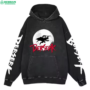 Sweat à capuche vintage en coton de qualité supérieure, style streetwear, imprimé anime DTG, doublure polaire, écologique, pour homme, hiver - Product Image 4