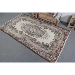 Tapis turc vintage 3,9x6,7 pi (118x204 cm), tapis persan brun - Product Image 4