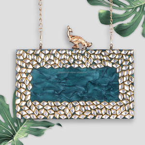 Bolso de mano de cuero hecho a mano de lujo para mujer, diseñador de resina, boda, fiesta nupcial, usos, ofertas, bolso de mano de resina para mujer - Product Image 3