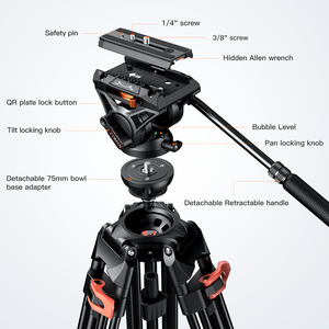 Navidad limitada <span class=keywords><strong>COMAN</strong></span> FF16LS Q6 aleación de aluminio profesional Video trípode resistente Cámara Video soporte trípode - Product Image 5