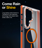 Casing Akrilik Transparan Mewah dengan Magnet untuk S24 Ultra, Mendukung Pengisian Daya Nirkabel, Anti Benturan, Dudukan Putar 360 Derajat, Bingkai Logam
