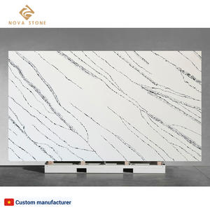 Usine du Vietnam Résistance aux chocs Projet résidentiel robuste Villa Veines en sergé Pierre de quartz artificielle Table à manger - Product Image 5