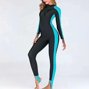 Combinaison de natation intégrale en néoprène pour femme, noire et jaune, à blocs de couleur, haute performance, séchage rapide, pour le surf en eaux fortes - Product Image 5