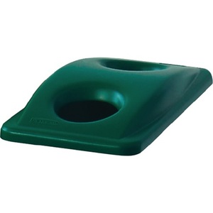 ฝาโพลีเอทิลีนสีเขียวสำหรับถังรีไซเคิล Rubbermaid ขนาด 60/87 ลิตร 290 x 520 มม. พร้อมช่องใส่ขวด - Product Image 1
