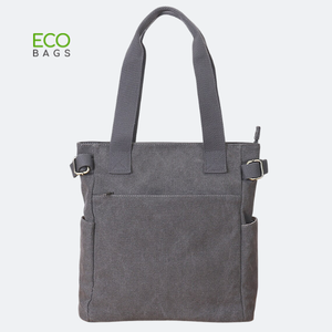 Bolsa de Mano de Lona de Algodón Ecológica con Logotipo Personalizable, Bolsa de Hombro Reutilizable para el Transporte Diario, Compras, Diseño de Letras Moderno, Mediana - Product Image 1